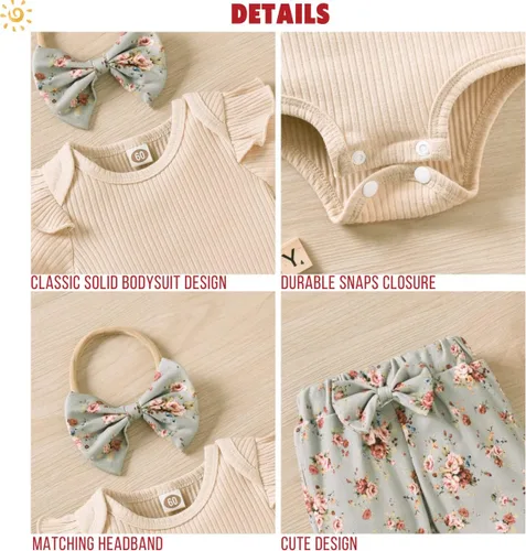 Miniatura 2 de Aalizzwell Conjunto de pantalones de canalé para bebés y niñas