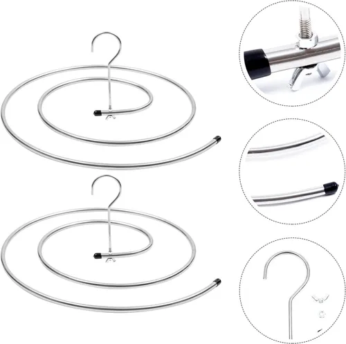Miniatura 7 de VOSAREA Organizador de ropa que ahorra espacio, 2 unidades, acero inoxidable, estante de secado de ropa en forma de espiral, colgador para sábanas