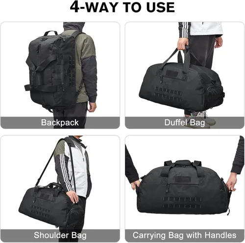 Miniatura 2 de G4Free Mochila táctica grande de 70L para hombre, mochila deportiva para gimnasio con compartimento para zapatos, mochila militar Molle (negro)
