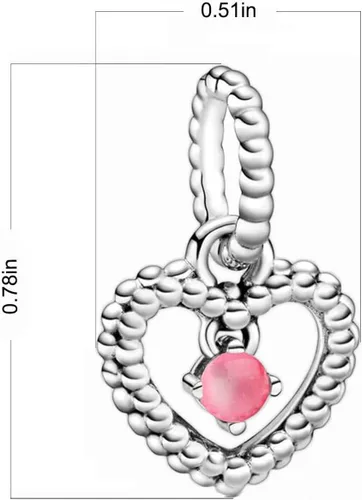 Miniatura 7 de Dijes de piedra natal de plata de ley 925 con dije de corazón para pulsera, collar, dije de feliz cumpleaños, cuentas colgantes de corazón