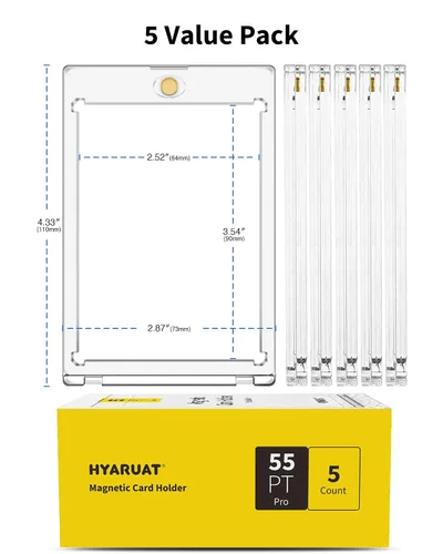 Miniatura 6 de Tarjetero magnético de 55 puntos, paquete de 5 portatarjetas One Touch para tarjetas intercambiables, color blanco transparente