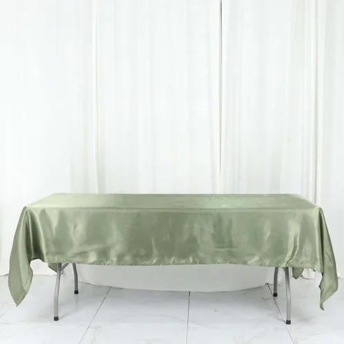 Miniatura 63 de Efavormart - Mantel rectangular de satén, 90 x 132 pulgadas, suave, oblongo, lavable, mantel decorativo de tela sedosa para bodas, fiestas, Plata