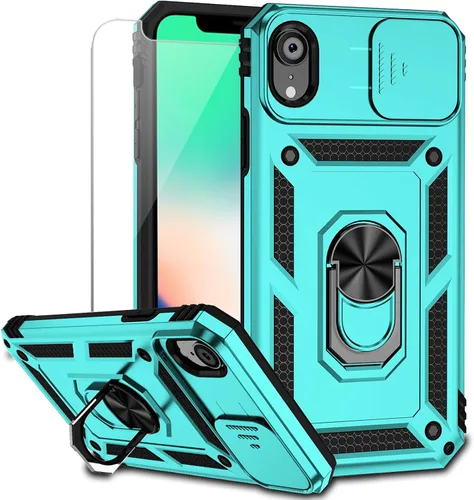 Miniatura 10 de Funda para iPhone XR con cubierta para lente de cámara, protector de pantalla HD, doble capa [protección contra caídas de grado militar de 15 pies]