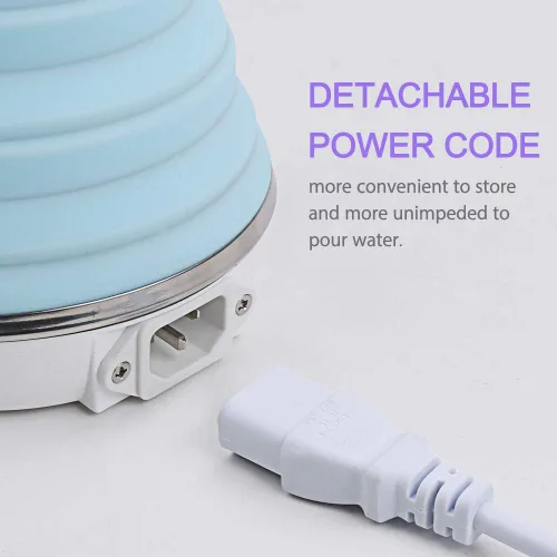 Miniatura 4 de ShineMe - Hervidor de agua eléctrico portátil ultrafino de silicona de grado alimenticio de doble voltaje de 110-220 V con taza, adaptador universal