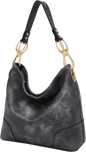 FOXLOVER Bolsos estilo hobo de cuero sintético para mujer, estilo vintage, grandes, bolso cruzado para el hombro, bolso de mano para mujer