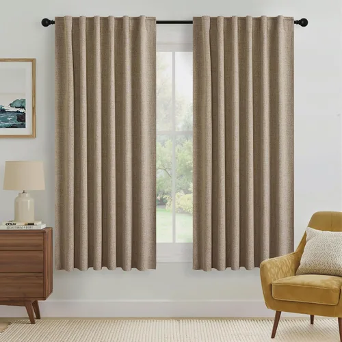 Miniatura 55 de RYB HOME Cortinas cortas opacas 100% marrones, 45 pulgadas de largo, 52 pulgadas de ancho, bloqueo de luz y aislamiento térmico para cocina