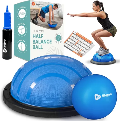 Lifepro Half Balance Ball Trainer - Pelota de estabilidad para ejercicio, entrenamientos de cuerpo completo, gimnasio en casa y terapia física, Azul