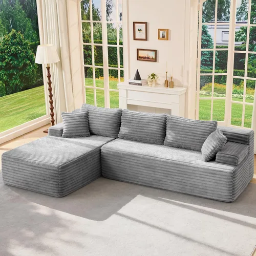 Miniatura 19 de Hobestluk Sofá modular modular sin hueso, sofá en forma de L, sofá modular de 3 asientos, sofá modular de espuma viscoelástica para muebles de sala