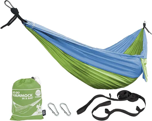 Miniatura 17 de Bliss Hammocks Hamaca en una bolsa con mosquitera y correas ajustables para árboles, hamaca de nailon para acampar y uso al aire libre, capacidad