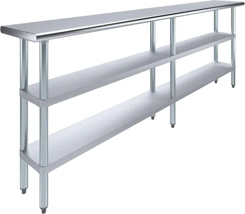 Miniatura 12 de Mesa de trabajo de acero inoxidable con 2 estantes Mesa de utilidad de metal Utilidad comercial y residencial NSF