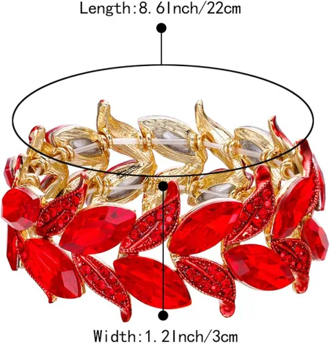 Miniatura 6 de BriLove Pulsera elástica con forma de marquesa de cristal para mujer, Cristal Metal