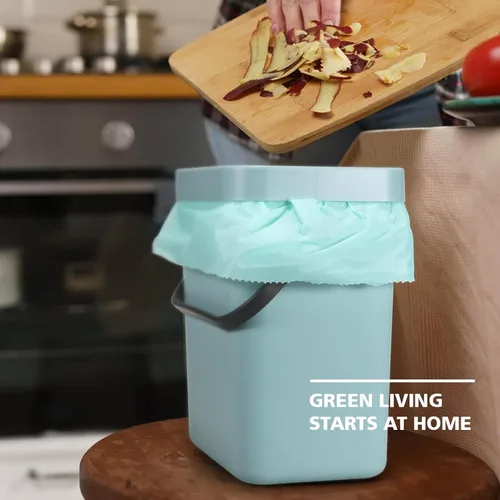 Miniatura 8 de Bolsas de basura compostables de 1.2 galones, 150 paquetes, bolsas de compost de AYOTEE y pequeñas bolsas de basura biodegradables, color verde