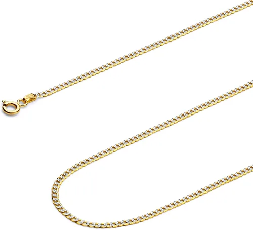 Miniatura 16 de Collar de cadena cóncava cubana cubana de 14 quilates, amarillo/blanco/oro de dos tonos, 0.551 in, 0.472 in, 0.374 in, 0.315 in, 0.276 in, 0.236 in