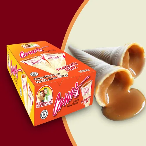 Miniatura 3 de Las Sevillanas Conos de obleas rellenos de Cajeta – Dulce de Leche – Dulce de Leche – Dulce de Leche – Waffle crujiente – Perfecto para aperitivos