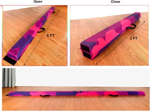 Miniatura 2 de MARFULA Viga de Gimnasia Plegable de 6 PIES / 8 PIES / 9 PIES Viga de Equilibrio de Espuma para Suelo - Extra Firme - Cubierta de Gamuza - Parte