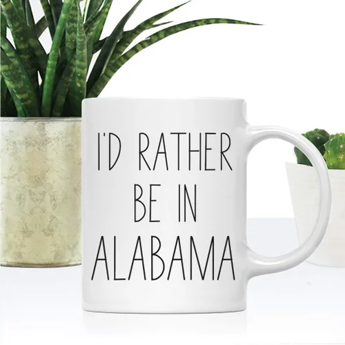 Miniatura 2 de Andaz Press Taza de café de 11 onzas, regalo con texto en inglés "I'd Rather Be in Alabama", 1 paquete, para estudiar en el extranjero, regalo