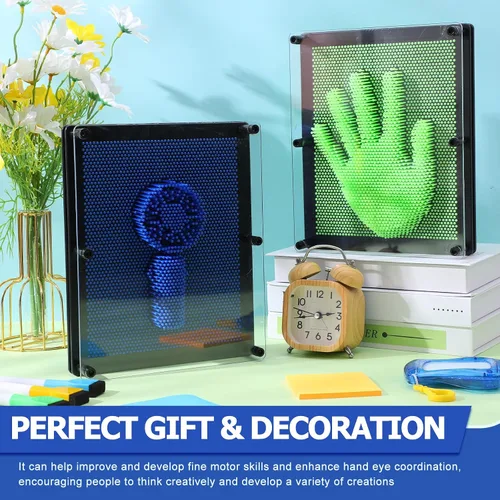 Miniatura 4 de Jenaai Paquete de 2 tableros de arte con pines 3D extra grandes de 10 x 8 pulgadas, tablero de arte de plástico sensorial, juguete sensorial