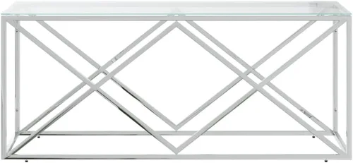 Miniatura 4 de mesa de Centro para sala Mesas de centro Mesa de centro de 43.3 x 17.7 x 17.7 pulgadas de acero inoxidable y vidrioAdecuado para salas de estar