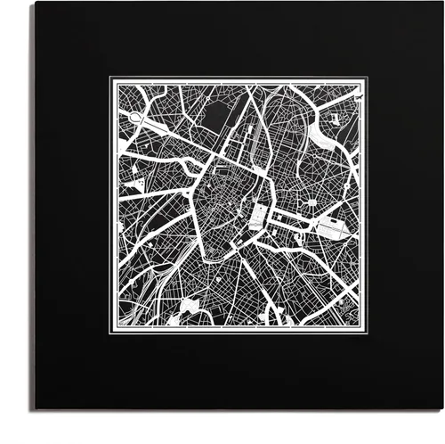 Miniatura 48 de O3 Design Studio Mapa de corte de papel Madrid negro mate de 20 x 20 pulgadas