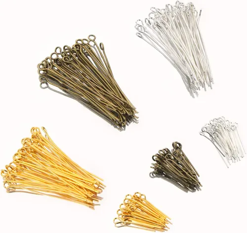 Miniatura 3 de BENBO - 1200 alfileres para la fabricación de joyas, 1200 unidades, 3 colores, alfileres de ojos abiertos, mezcla de hallazgos de joyería, bucles