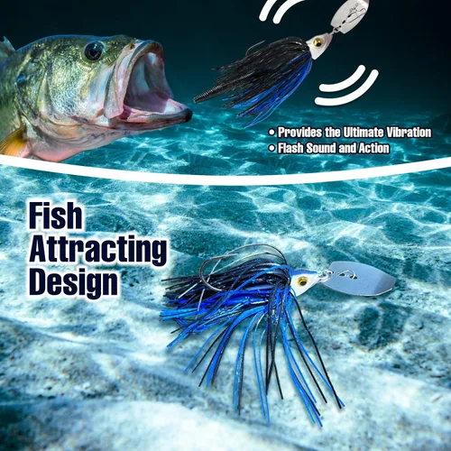 Miniatura 4 de Reaction Tackle Cabezales de natación con hojas de tungsteno, plantillas vibratorias con sonido de charla para pesca de lubina, boca grande, boca