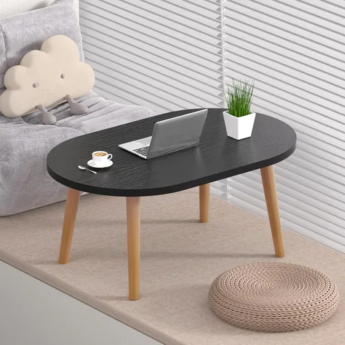 Miniatura 5 de FAMIDGE Mesa auxiliar, mesas auxiliares ovaladas pequeñas de 23.6 pulgadas para espacios pequeños con 4 patas de madera maciza, mesa de pie