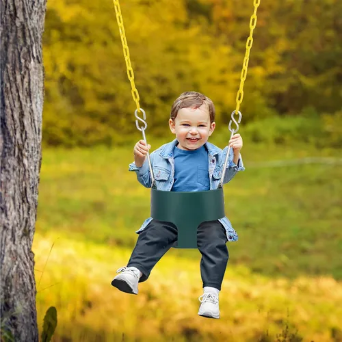Miniatura 6 de Sorbus Cuna para bebé - Columpio para niños pequeños con respaldo alto, columpio tipo cubeta para bebés y niños pequeños, con cadenas recubiertas