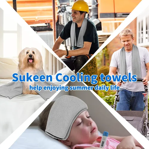 Miniatura 7 de Sukeen [4 unidades de toallas de refrigeración (40 x 12 pulgadas)], toalla de hielo, toalla de microfibra suave transpirable para yoga