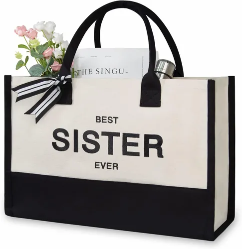 Miniatura 259 de TOPDesign - Bolso de playa de lona con inicial personalizada, bolsa de regalo con monograma, para mujer