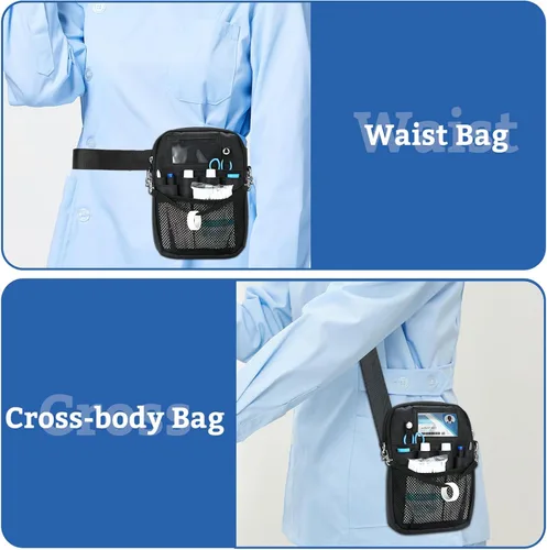 Miniatura 6 de ProCase Riñonera de Enfermera, Bolsa Organizadora Ligera de Utilidades para Suministros Médicos, Estetoscopio, Tijeras para Enfermeras y EMT - Negro