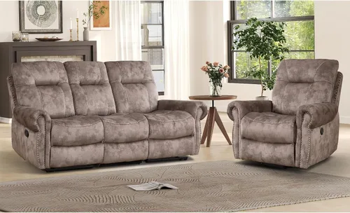 Miniatura 12 de EBELLO - Silla reclinable eléctrica con masaje y calor, sillón reclinable de tela suave para adultos, sofá reclinable individual acolchado, diseño