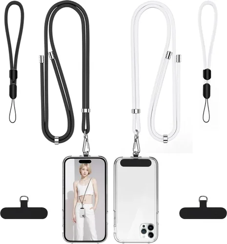 Miniatura 15 de Takyu Cordon para teléfono celular, cordon cruzado para teléfono con correa de cuello ajustable y paquete de 2 correas de muñeca para teléfono