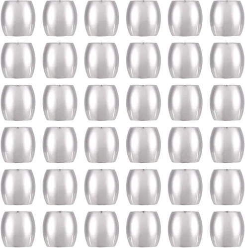 Miniatura 8 de Fashewelry - 100 cuentas espaciadoras de agujero grande de acero inoxidable en forma de barril de 6x6 mm, cuentas ovaladas de metal pulido liso