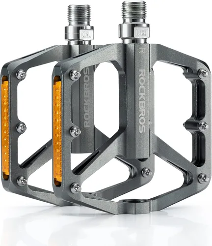Miniatura 11 de ROCKBROS Pedales de Bicicleta de Montaña Pedales MTB Pedales Planos de Bicicleta de Aluminio 9/16" Rodamiento Sellado Plataforma Ligera