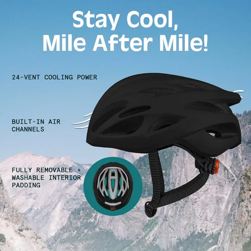 Miniatura 5 de Casco Retrospec Silas para Bicicleta de Carretera con 24 Ventilaciones y Luz de Seguridad LED Integrada - Protección Ciclista Ajustable para Adultos