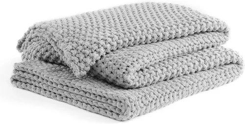 Miniatura 14 de YnM Manta de Punto Grueso de Algodón, Mantas de Punto Trenzado para Cama, Sofá, Sillón, Cómoda y Relajante, Pieza Decorativa para Casa de Campo