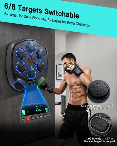 Miniatura 4 de shroop Máquina de Boxeo Musical para Adultos y Niños — Entrenador de Golpes Interactivo Bluetooth Montado en Pared, Alta Sensibilidad, Adaptación al