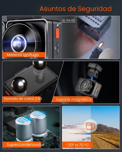 Miniatura 9 de Vantrue Cámara de tablero E2 delantera y trasera, cámara trasera de 2.7 K, STARVIS dual, cámara de tablero de 2.7K + 2.7K para automóviles, control