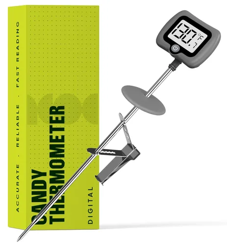 Miniatura 10 de Termómetro digital de dulces con clip para olla, sonda de acero inoxidable de 10 pulgadas de largo, termómetro de cocina de lectura instantánea