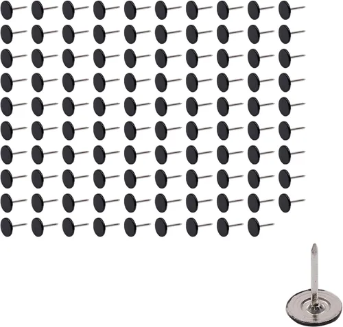 Miniatura 10 de 100 tachuelas de tapicería de cabeza plana, decoración de muebles para el hogar, clavos de tapicería, tachuelas para pulgar, tono plateado