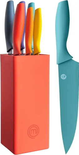 Miniatura 12 de MasterChef Juego de Bloque de Cuchillos de 6 Cuchillos de Cocina, Cuchillas de Acero Inoxidable Extra Afiladas para Corte Profesional con TIERRA