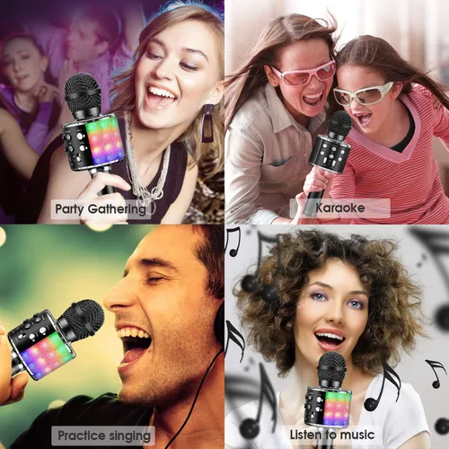 Miniatura 2 de BlueFire Micrófono inalámbrico de karaoke 4 en 1 con luces LED, micrófono portátil para niños, grandes regalos juguetes para niños, niñas, niños