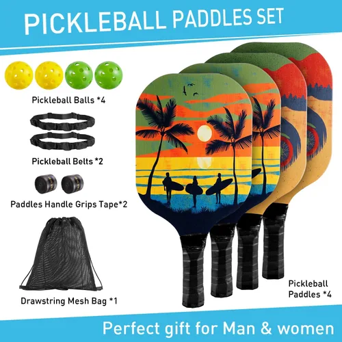 Miniatura 7 de Pickleball Paddles Set of 4 for Beginners Men Women Adults Patrón de estilo suroeste