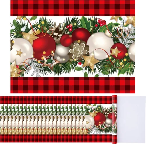 Fulmoon 50 Manteles Individuales de Papel Navideños 12'' x 16'' Manteles Individuales Desechables Manteles Individuales Navideños Decorativos a