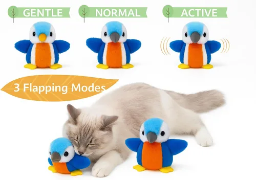 Miniatura 4 de Juguete interactivo de pingüino para gatos, juguete recargable con alas aleteadas con hierba gatera, alas de batir automáticas, divertido juguete