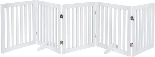 Miniatura 16 de unipaws Puerta para mascotas de pie libre de 24 pulgadas de alto para perros y gatos, puertas de madera para puerta, escaleras, valla plegable