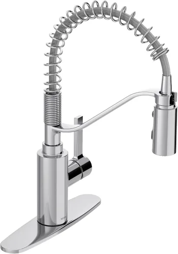 Miniatura 9 de Moen Genta LX - Grifo de resorte con potenciador de potencia, grifo de cocina moderno con un mango, enjuague previo, fácil instalación, cromo, 5926