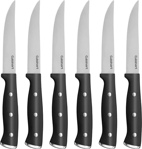 Cuisinart Remache triple forjado clásico, juego de cuchillos de carne de 6 piezas, cuchillas de acero inoxidable de alto carbono superiores para
