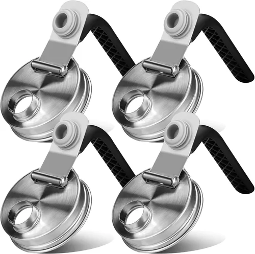 Miniatura 9 de Palksky Tapas para Beber de Frascos Mason, Accesorios de Tapa para Sorber de Frascos Mason de Boca Ancha de Acero Inoxidable, Tapa Abatible