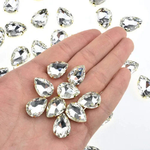 Miniatura 10 de Hahiyo Base de garras de diamantes de imitación para coser, vidrio transparente, formas mixtas, gemas de cristal, ajuste de puntas traseras